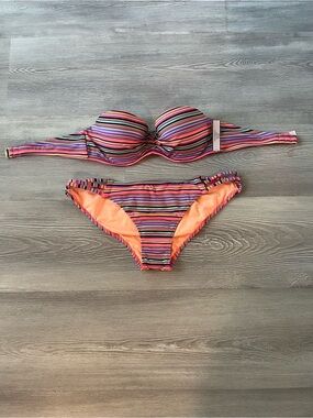 NWT/NWOT Victorias Secret Rainbow Flirt Bandeau Strappy Cheeky Bikini size 34B/M